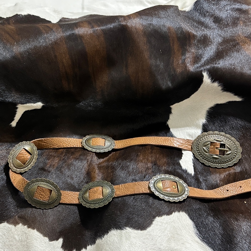 Lovestitch Brown Leather Belt with Silver Accents